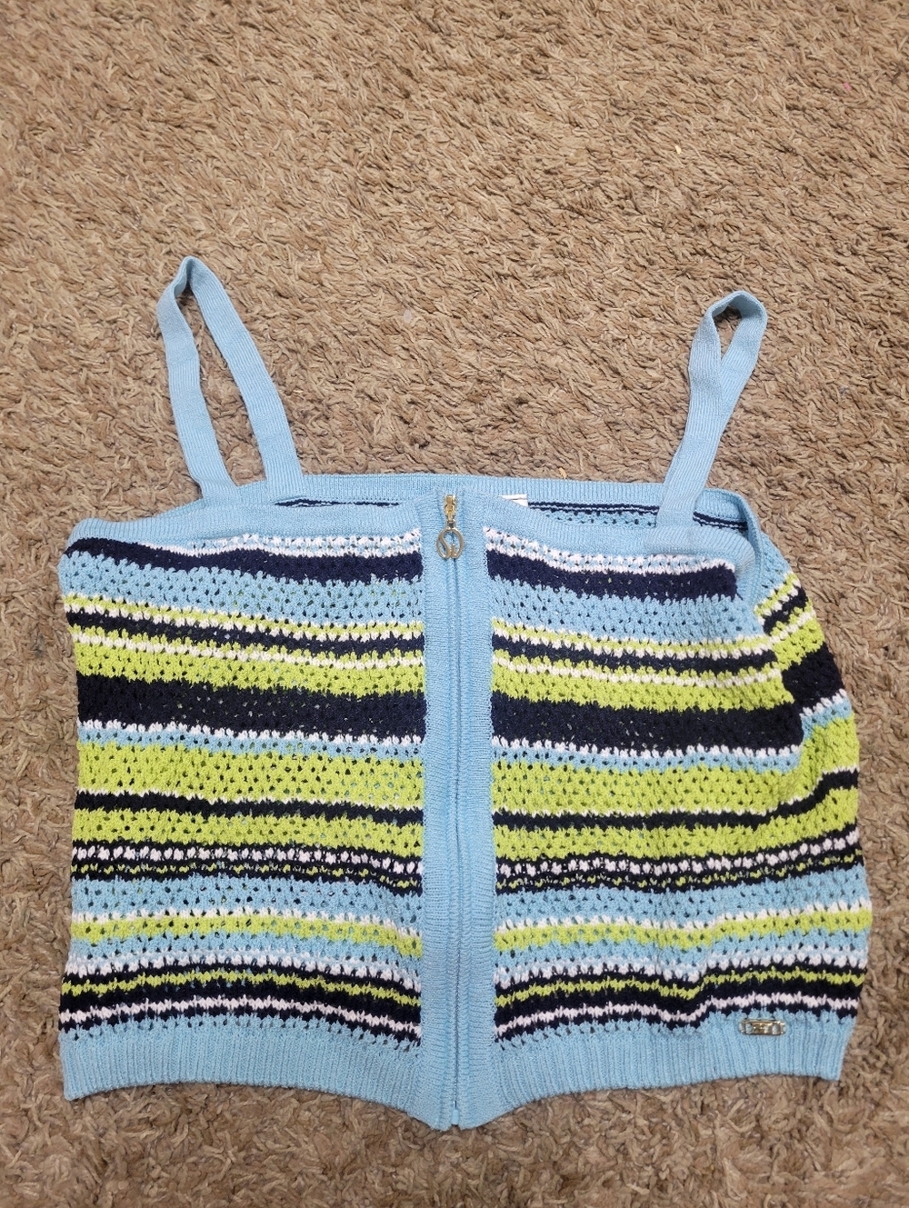 St. John Sport by Marie Gray Light Blue Striped Knit Tank